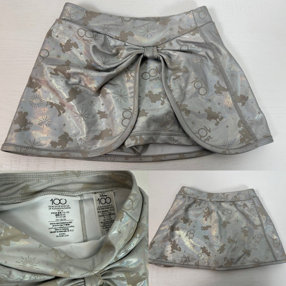 Disney Parks 100 Years Girls Shorts Skort‎  Metallic Silver Limited Edition 5/6